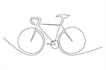 Continuous one line bicycle outline vector art illustration © MdOmar
