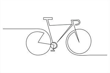 Continuous one line bicycle outline vector art illustration © MdOmar