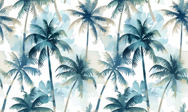 Summer tropical palm trees and sun on white background, Generative AI