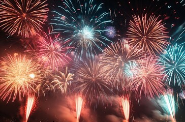 Colorful fireworks in the night sky