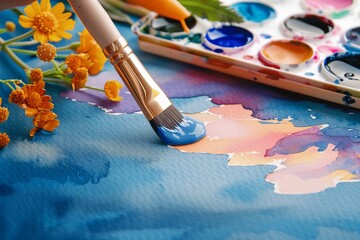 Obraz premium Hand painted watercolor craft background