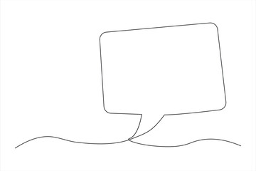 Continuous one line drawing of speech bubble. Doodle Vector illustration