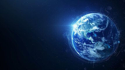 Obraz premium 3D rendering. Map of blue planet earth from space at night. Abstract background illustration of the world