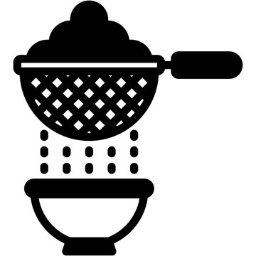 black sieve straining food into bowl clip art preview