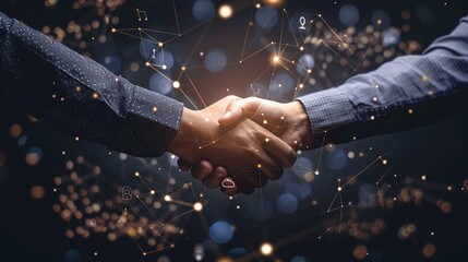 businessman handshake with shiny effect