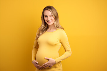 Young pretty blonde Pregnant girl over isolated colorful background