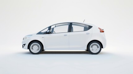3D rendering - illustration of white city car on white background