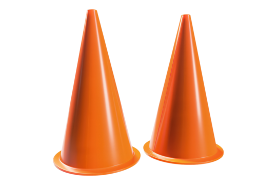 Cones for drill and training isolated on transparent back ground