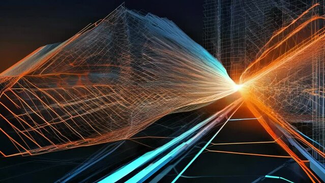 Internet data transmission,Digital background,A large number of light connections connected to 3-dimensional point and Cybernetics