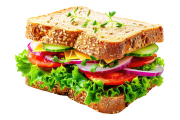 Delicious sandwich set with green salad isolated on transparent back ground