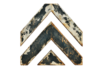 Distressed painted chevron sign isolated on transparent background