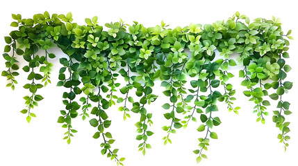 Fototapeta premium Green leaves hanging vines ivy bush isolated on white background