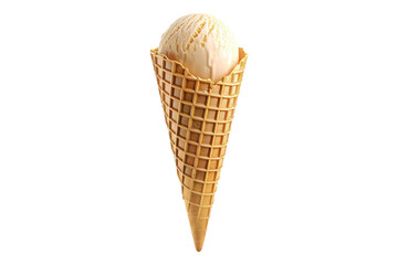 Empty waffle con for ice-cream isolated on transparent background