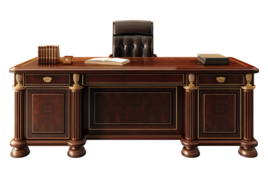 Executive desk furniture isolated on transparent background