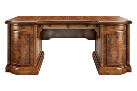 Executive desk furniture isolated on transparent background