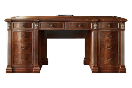 Executive desk furniture isolated on transparent background