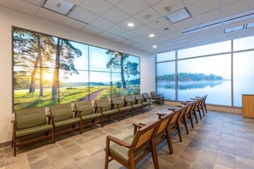 Contemporary Workspace with Furniture and Plant. Interior design concept