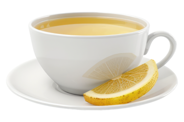 Ginger lemon tea cup isolated on transparent background