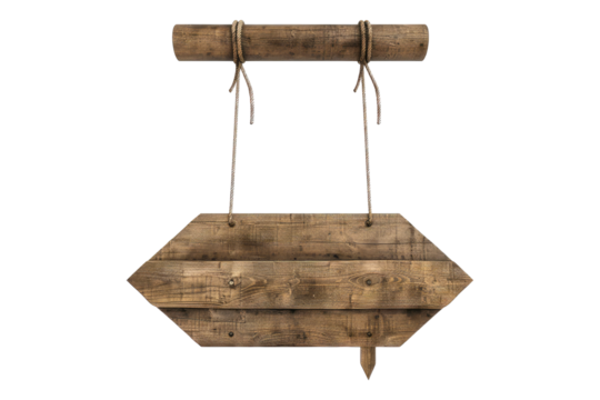 Hanging wooden Arrows isolated on transparent background