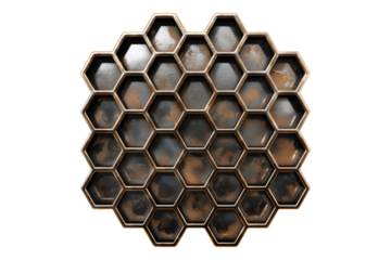 Hexagonal honey comb isolated on transparent background