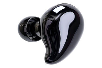 Jet black ear piece isolated on transparent background