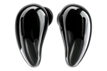Jet black ear piece isolated on transparent background