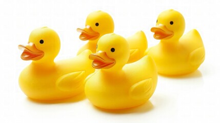 Four Yellow Rubber Ducks in a Row