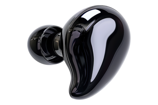 Jet black ear piece isolated on transparent background