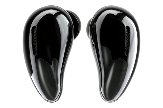 Jet black ear piece isolated on transparent background