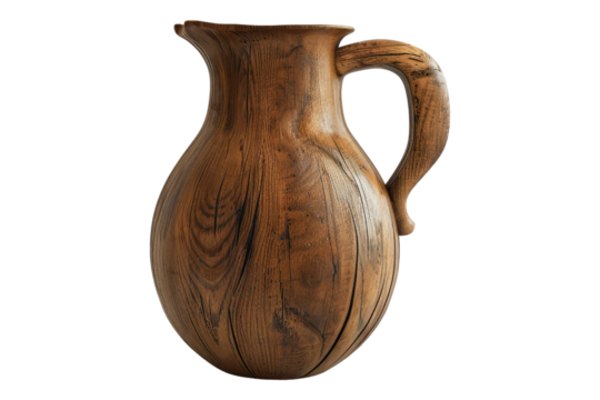 Jug made of wood isolated on transparent background