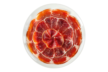 Jamon slice isolated on transparent background