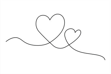 Fototapeta premium Heart continuous one line art drawing color shape Love sign outline Vector illustration