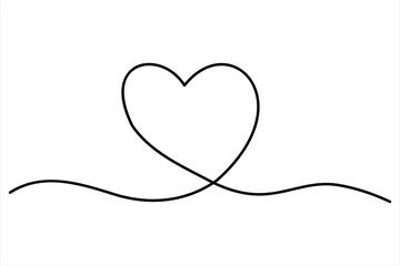 Heart continuous one line art drawing color shape Love sign outline Vector illustration