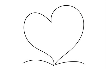 Heart continuous one line art drawing color shape Love sign outline Vector illustration