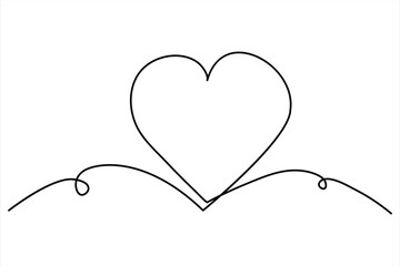 Heart continuous one line art drawing color shape Love sign outline Vector illustration