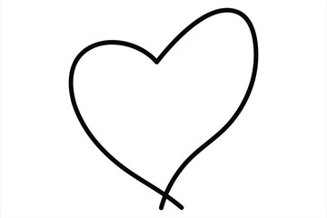 Heart continuous one line art drawing color shape Love sign outline Vector illustration