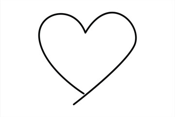 Heart continuous one line art drawing color shape Love sign outline Vector illustration