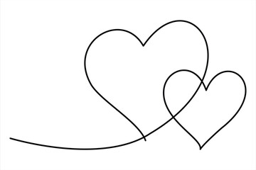 Heart continuous one line art drawing color shape Love sign outline Vector illustration