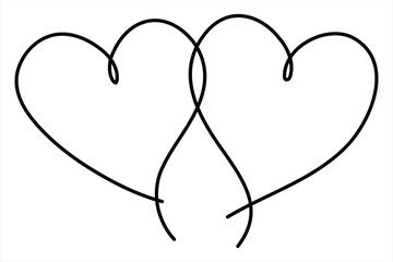 Heart continuous one line art drawing color shape Love sign outline Vector illustration