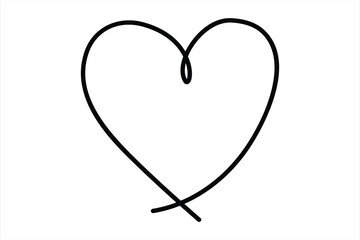 Heart continuous one line art drawing color shape Love sign outline Vector illustration
