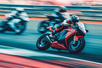 Fototapeta premium Adrenaline-Pumping Motorcycle Racing. Challenge the speed limits concept