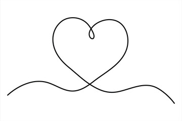 Heart continuous one line art drawing color shape Love sign outline Vector illustration