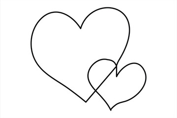 Heart continuous one line art drawing color shape Love sign outline Vector illustration