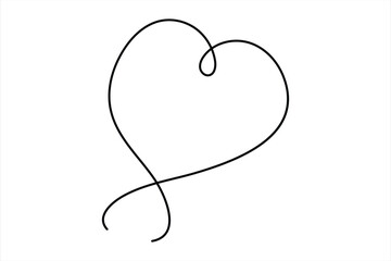 Heart continuous one line art drawing color shape Love sign outline Vector illustration
