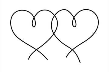 Heart continuous one line art drawing color shape Love sign outline Vector illustration