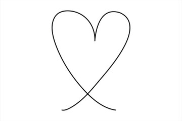 Heart continuous one line art drawing color shape Love sign outline Vector illustration