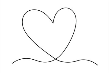 Heart continuous one line art drawing color shape Love sign outline Vector illustration