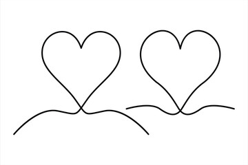 Heart continuous one line art drawing color shape Love sign outline Vector illustration