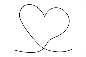 Heart continuous one line art drawing color shape Love sign outline Vector illustration