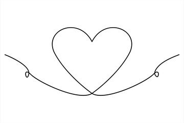 Heart continuous one line art drawing color shape Love sign outline Vector illustration